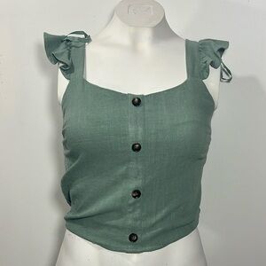 MONTEAU Strappy button-down top green color size s